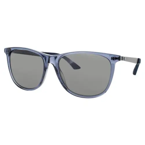 Montblanc mb0330s 003 Sunglasses Blue Ruthenium Frame Silver Mirror Lenses 56 mm
