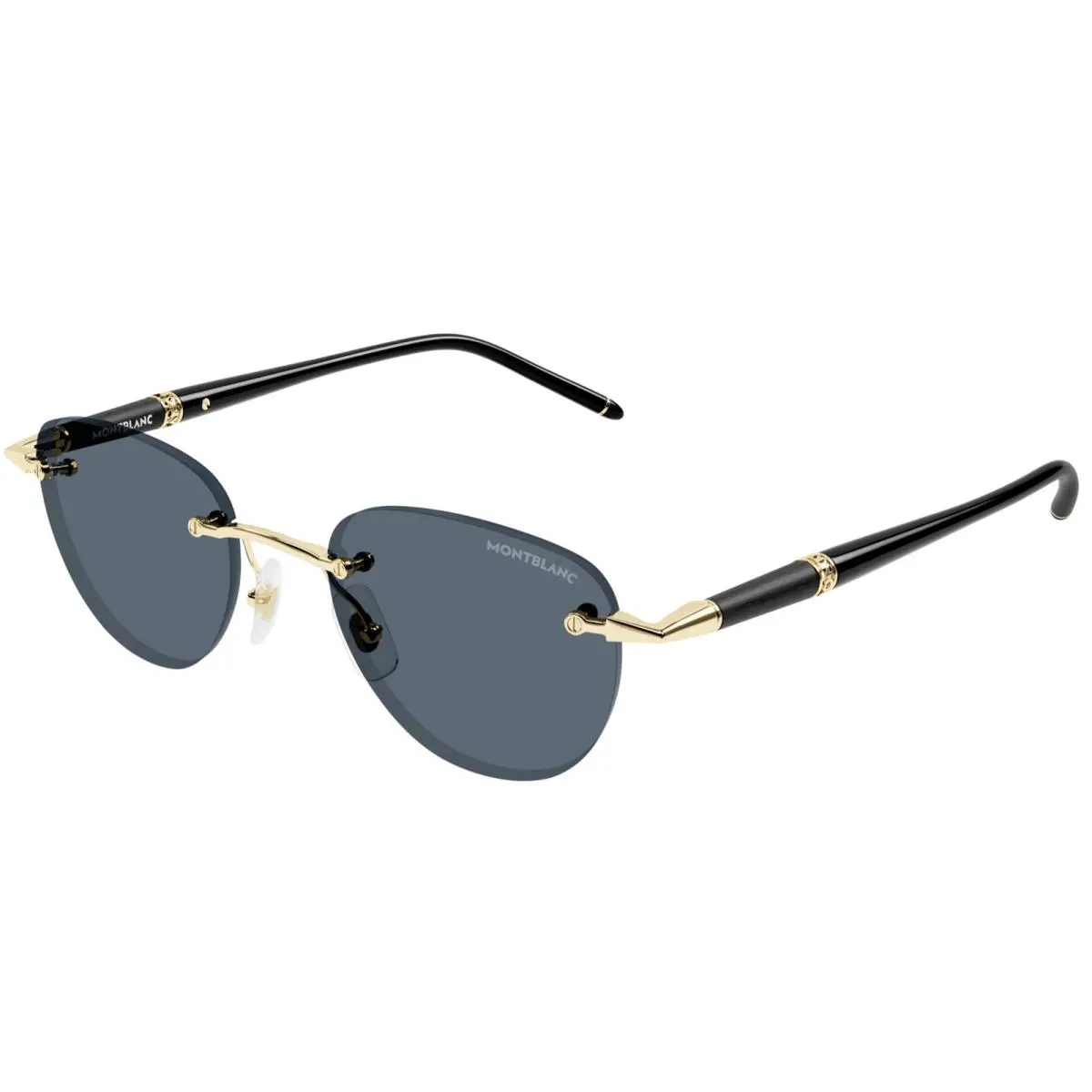 Montblanc MB0412S-001 Gold Frame Sunglasses Elegant Blue Lens Look