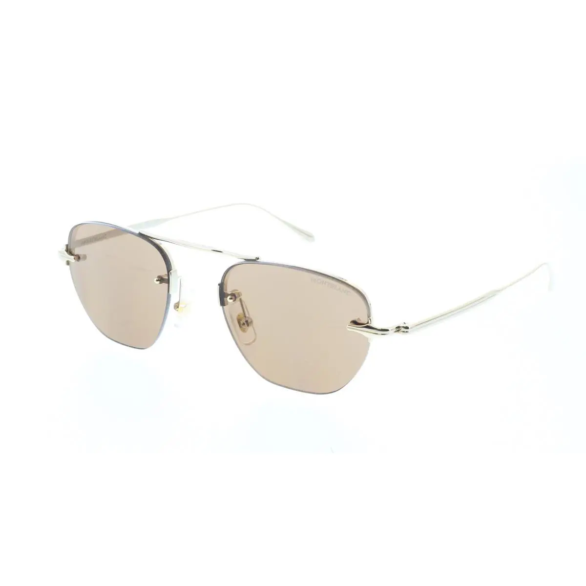 Montblanc MB0404S-002 Gold Rimless Sunglasses Brown Gradient Lenses