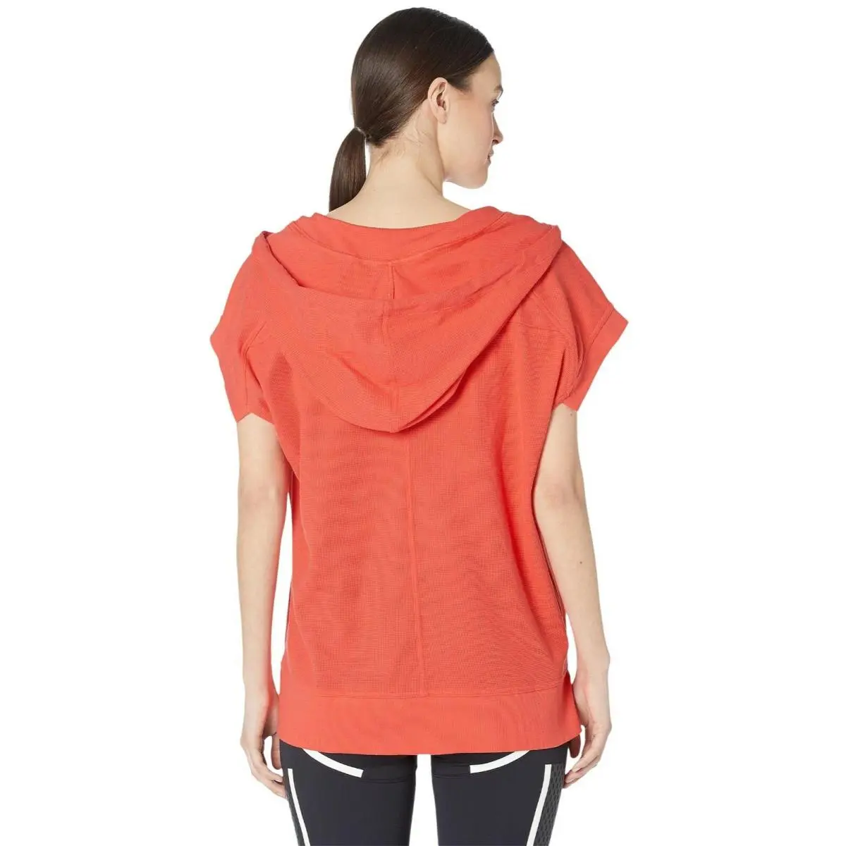 Adidas by Stella Mccartney Hooded Tee Hot Coral Sleeveless Sweatshirt Top Size L