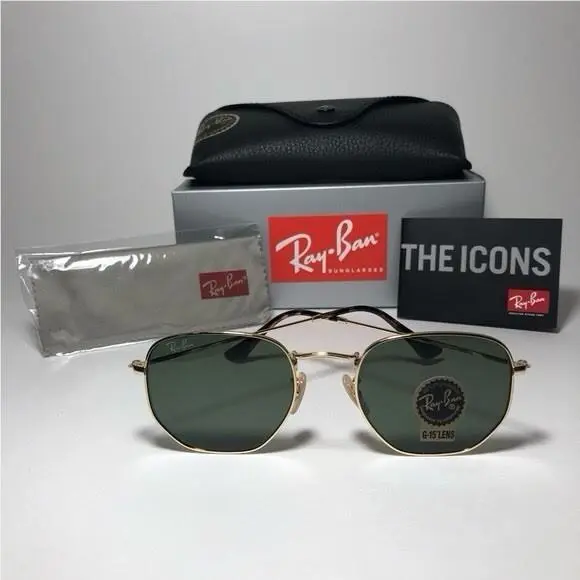 Ray-ban Hexagonal Gold Frame/ Green G15 51mm RB3548 Sunglasses by Ray-Ban