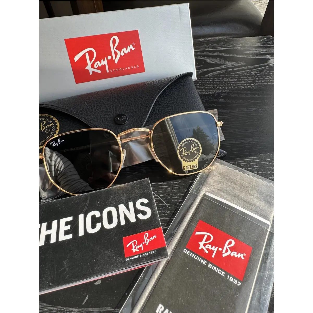 Ray-ban Hexagonal Gold Frame/ Green G15 51mm RB3548 Sunglasses