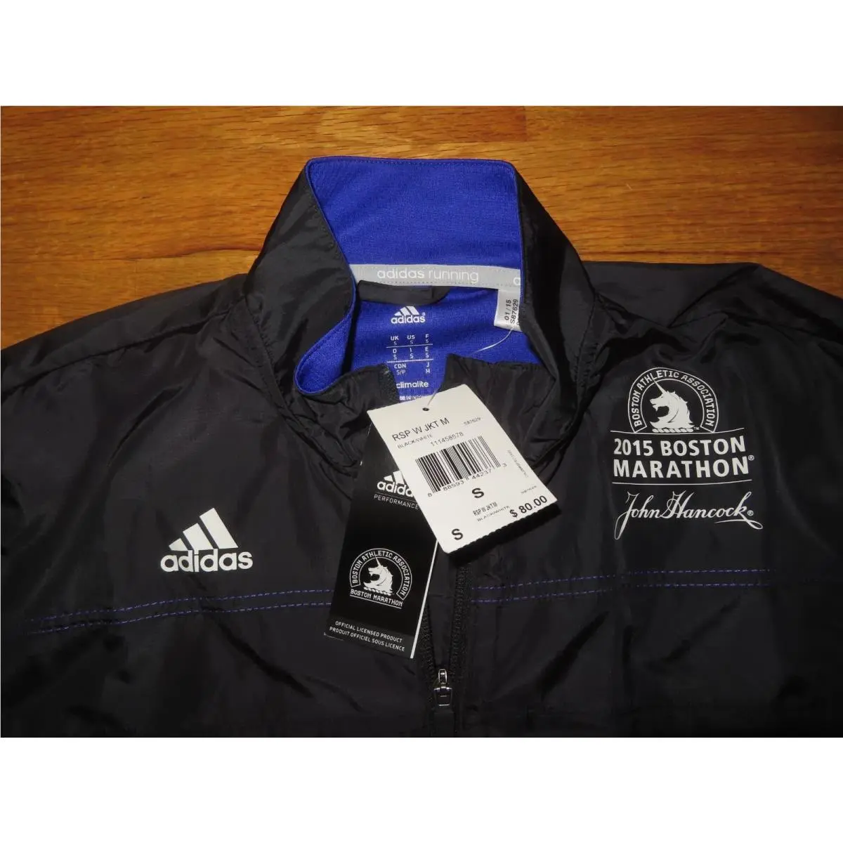 April 2015 Adidas 119th B.a.a. Boston Marathon SM Running Jacket w/ Tags Blk