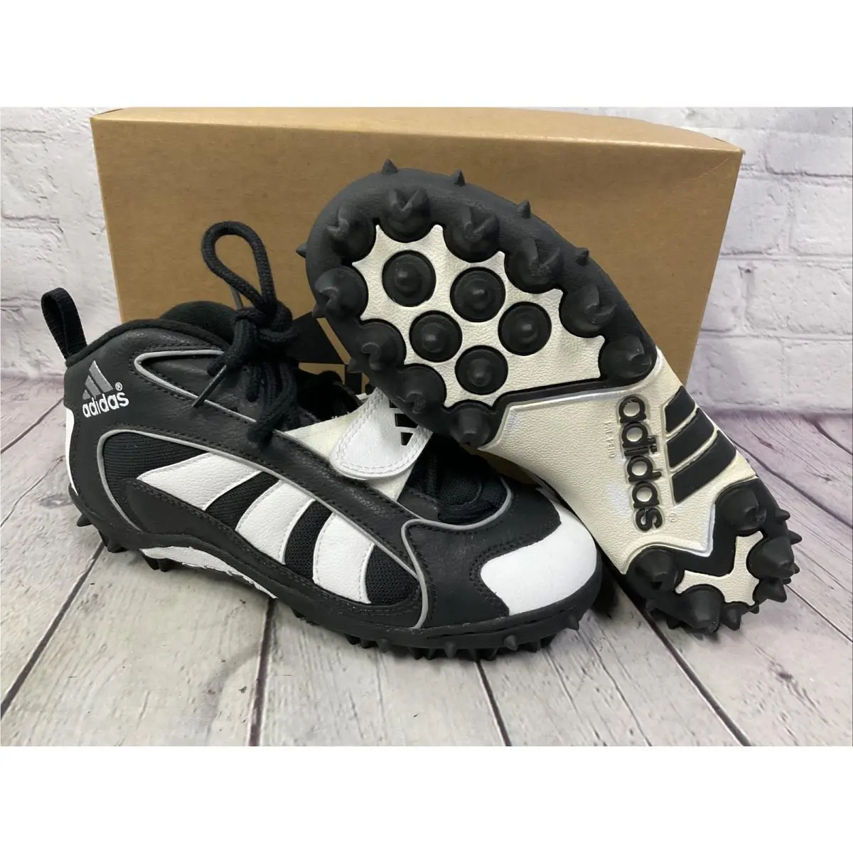 Adidas Power Mid OS Youth Football Shoes Size 4 Black White Other