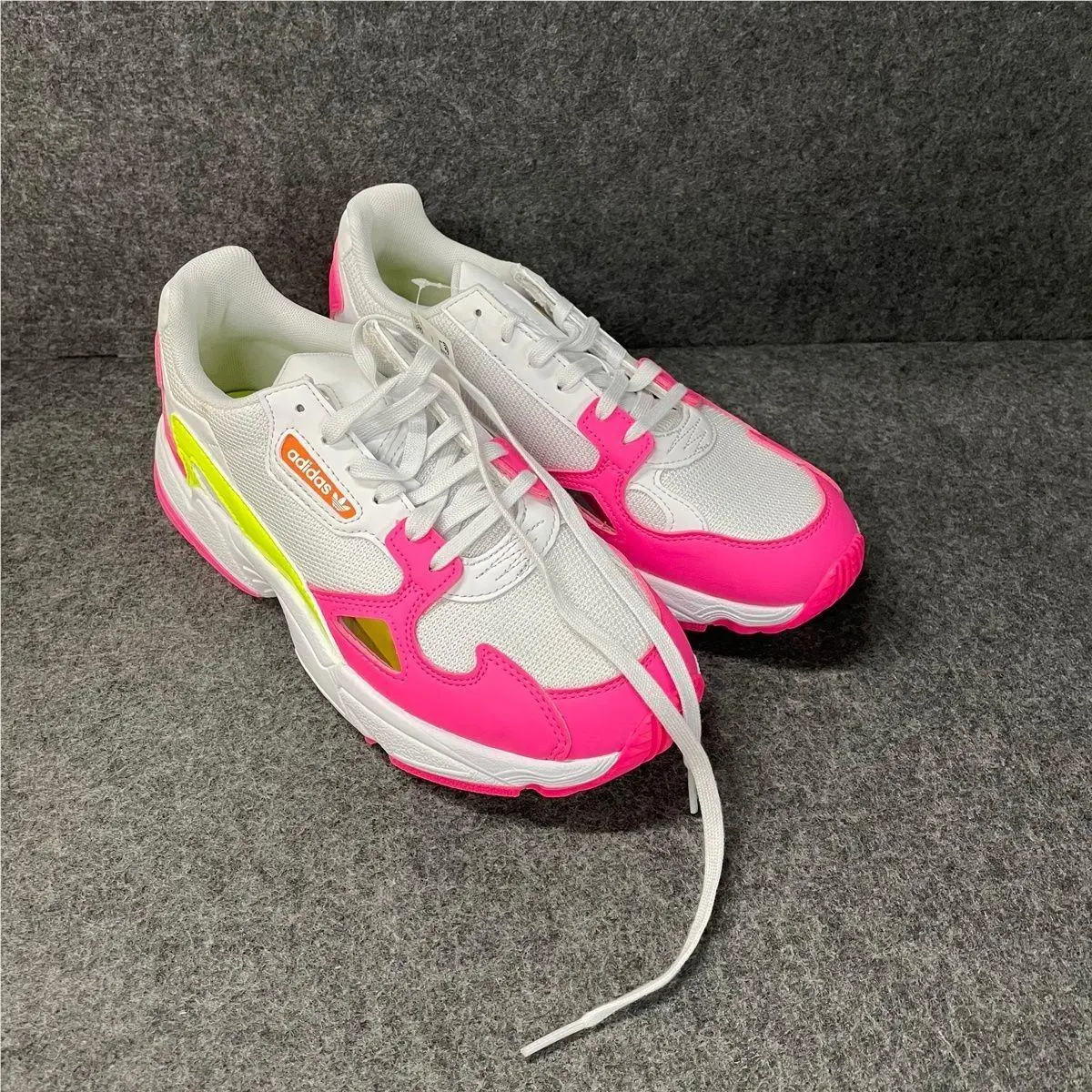 Falcon Sneaker Women`s Size US 7 Shock Pink /yellow/raw White by Adidas