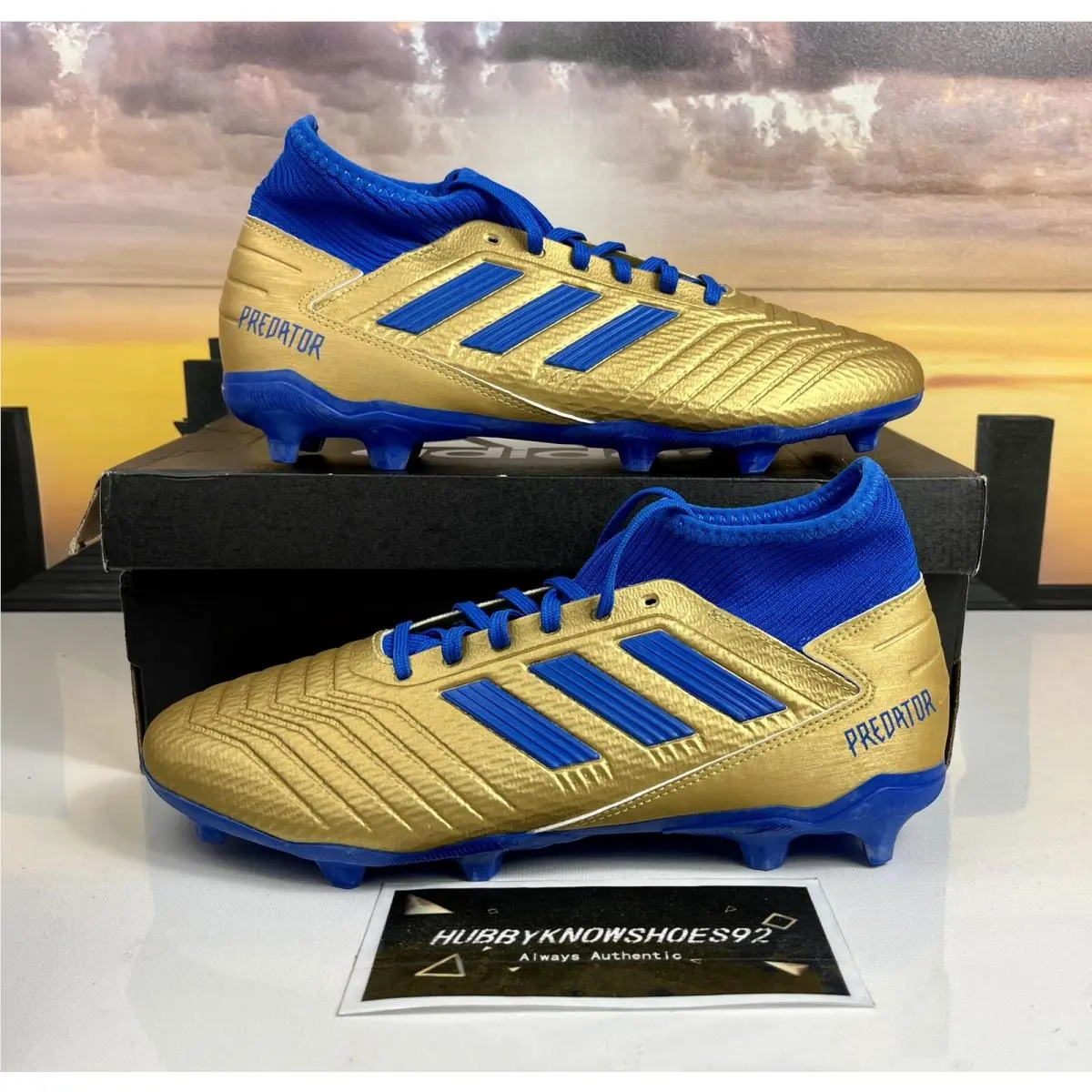 Adidas Mens Predator 19.3 FG Soccer Cleats Boots Gold Blue F35596 Size - 9.5