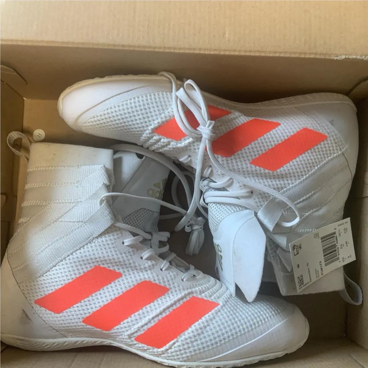 Adidas Speedex 18 Men`s White Solar Red Boxing Shoes Size 6 FU8173