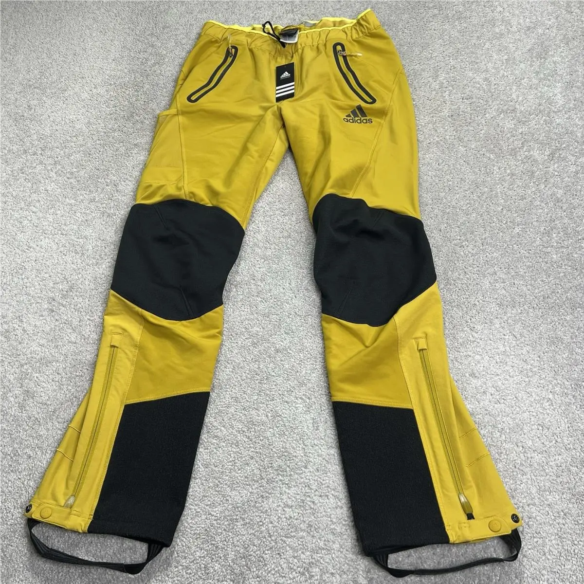 Adidas Pants Mens 34x33 Yellow Sport Performance Terrex Skyclimb Stirrups