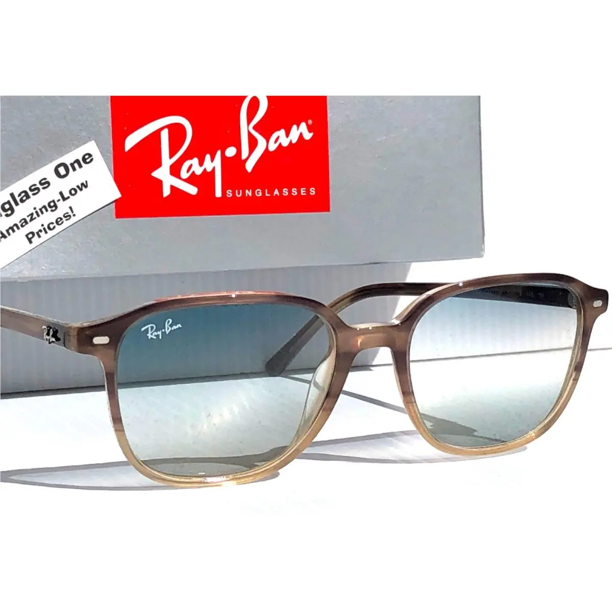 Ray Ban Leonard Brown Havana Gradient Blue Grey Lens Sunglass RB2193 1327/GF