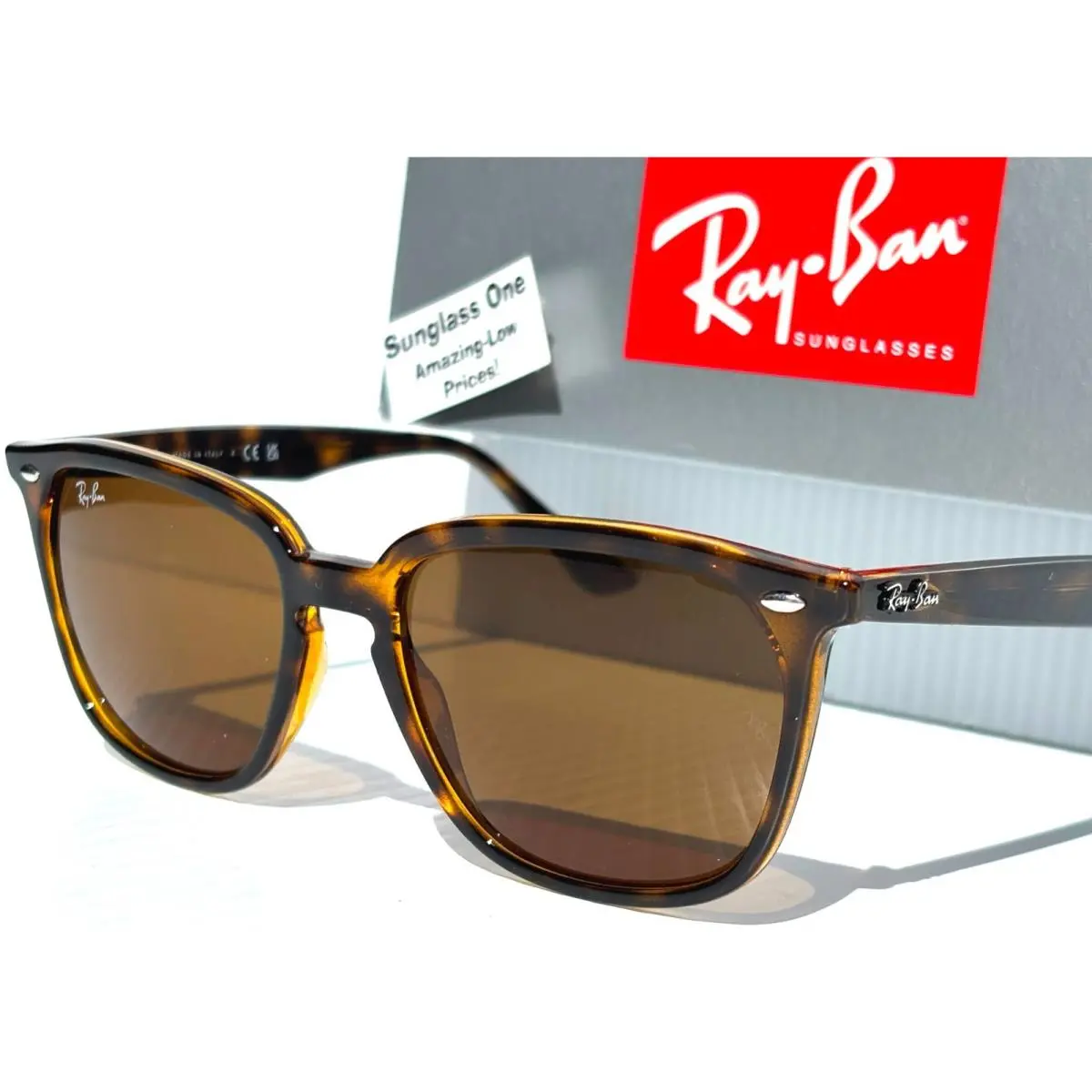 Ray Ban Shiny Havana Brown Frame Dark Brown Lens Sunglass RB4362 710/73