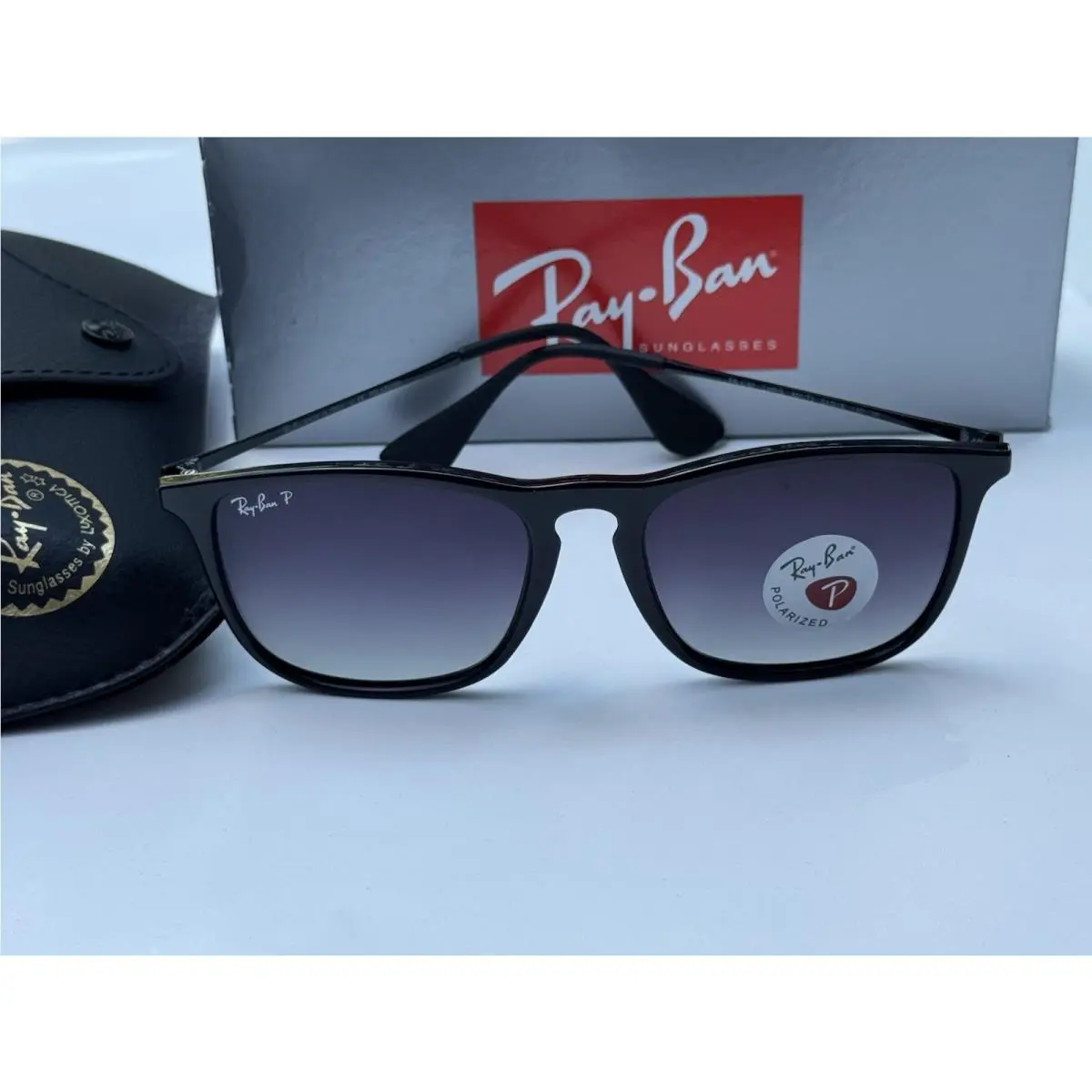 Ray-ban RB4187 601/T3 Chris Polish Black Polarized Grad Grey Sunglasses 54mm