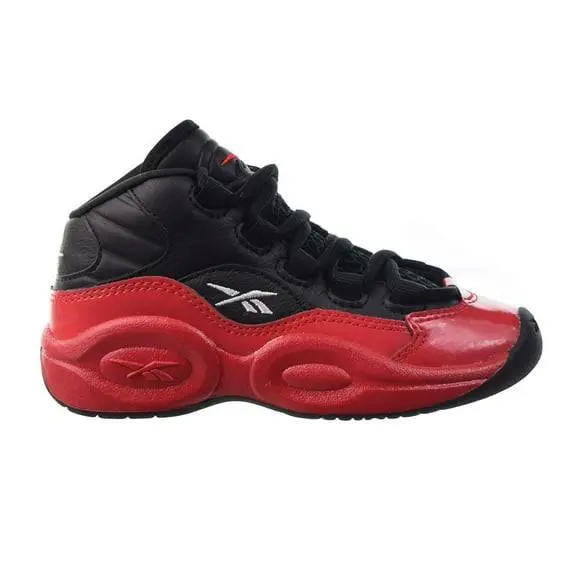 Reebok Question Mid Preschool Iverson Black Red Shoes All Sizes - GV7187 - Black