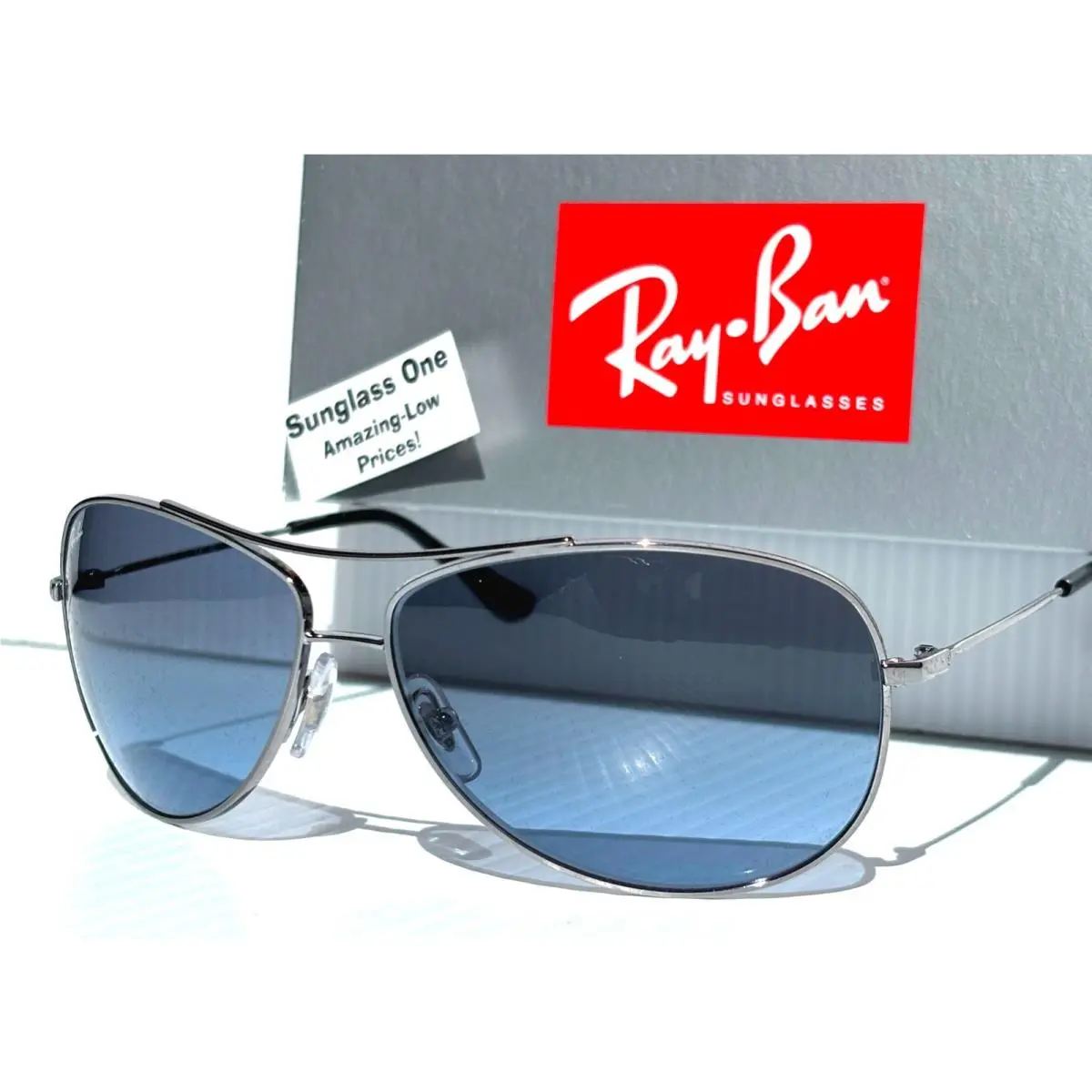 Ray Ban Gunmetal UV Protective Gradient Blue Grey Sunglass RB3293 004/8F