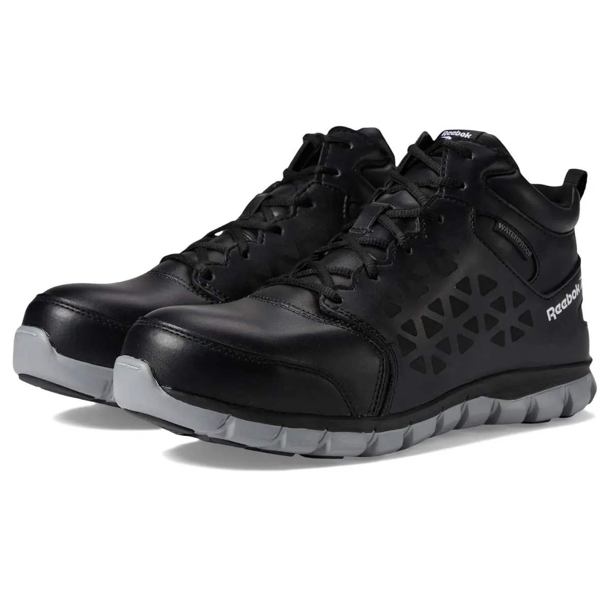 Man`s Shoes Reebok Work Sublite Cushion Work Mid Comp Toe EH - Black/Grey