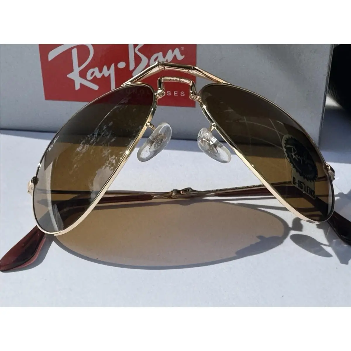 Ray-ban RB3479 001/33 Folding Aviator Gold B-15 Brown 58mm Sunglasses by Ray-Ban