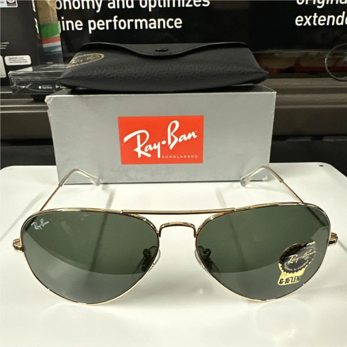 Ray-ban Sunglasses Rb3025 Classic Aviator Gold Dark Green Lens 58mm by Ray-Ban