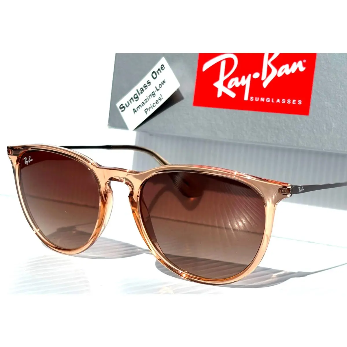 Ray Ban Erika Transparent Brown Gradient Brown Lens Sunglass RB4171 6514/13