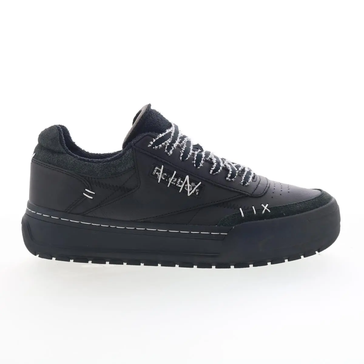 Reebok Club C Megacourt Mens Black Leather Lace Up Lifestyle Sneakers Shoes 13