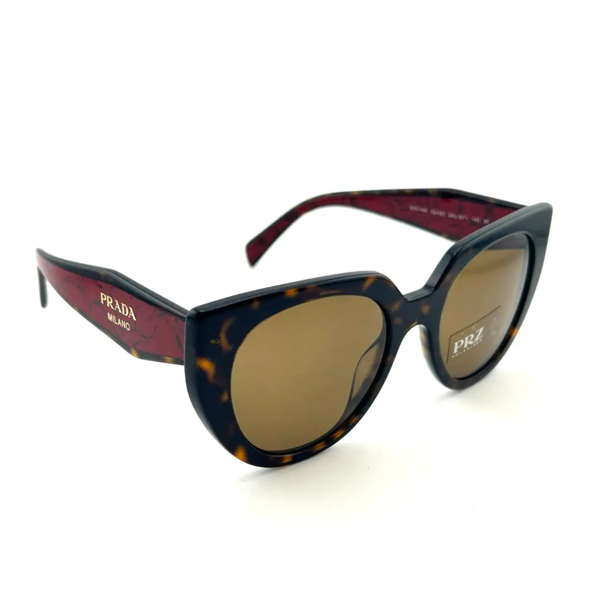 Womens Prada Sunglasses 2AU5Y1 Tortoise Shell Red Marble Polarized 52mm