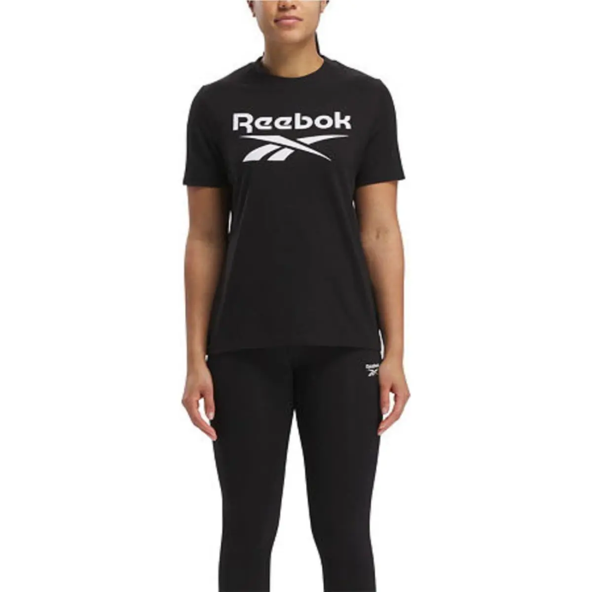 Reebok T-shirt Womens Size S Black Graphic Crew Neck Short Sleeve Pullover