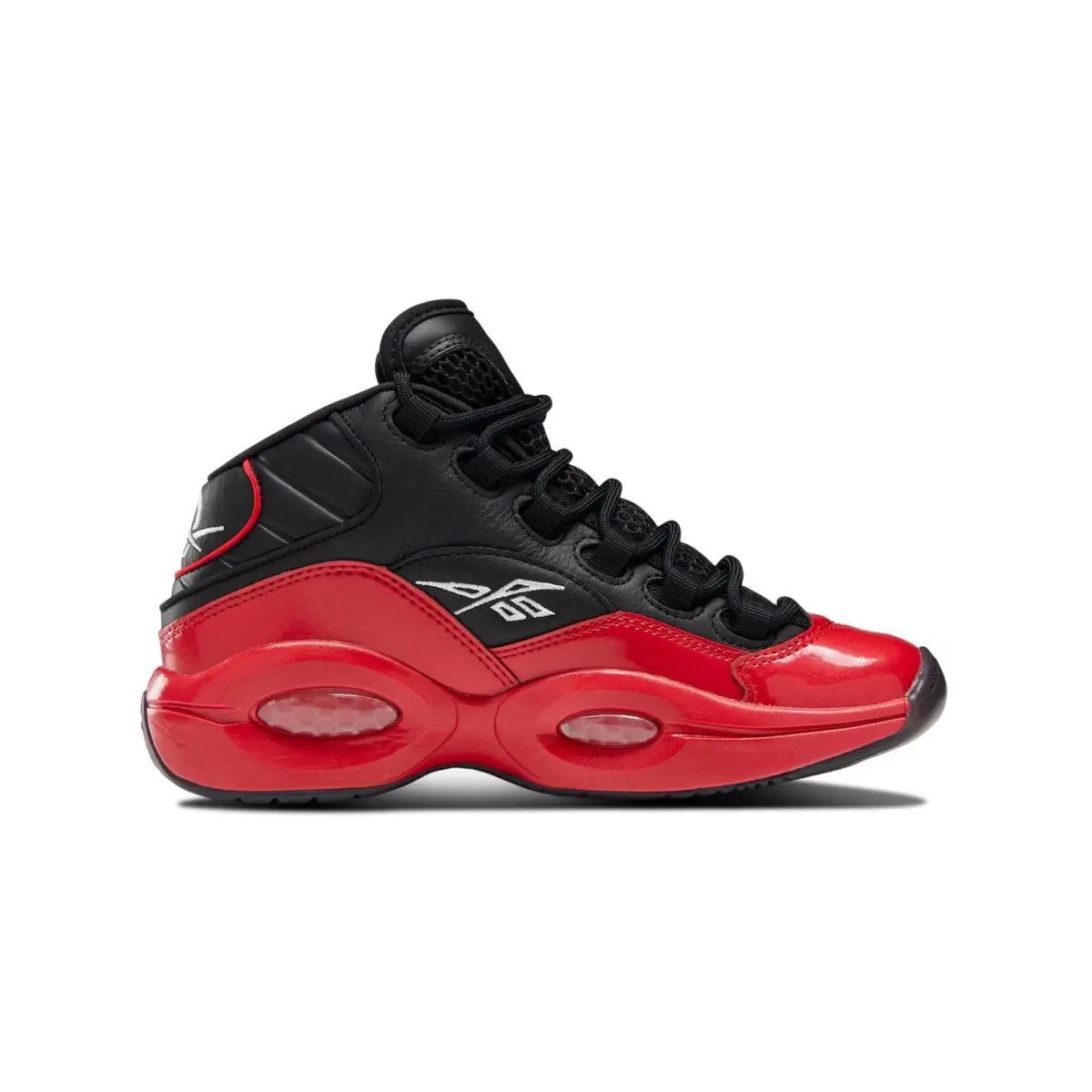 Reebok Question Mid Boys Grade School Iverson Black Red Shoes Size 5 - GV7182 - Black