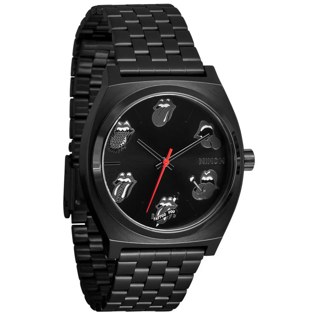 Nixon Rolling Stones Time Teller Tongue Logo All Black 37mm A1356-001 100m Watch