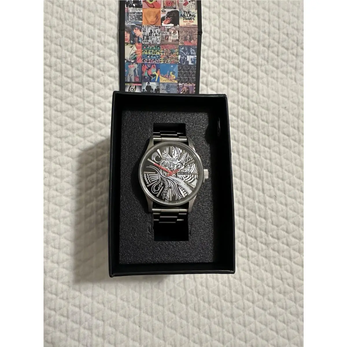 Nixon Rolling Stones Watch Sentry Black Silver A1353-001-00 - Dial: Black, Band: Black, Bezel: Black