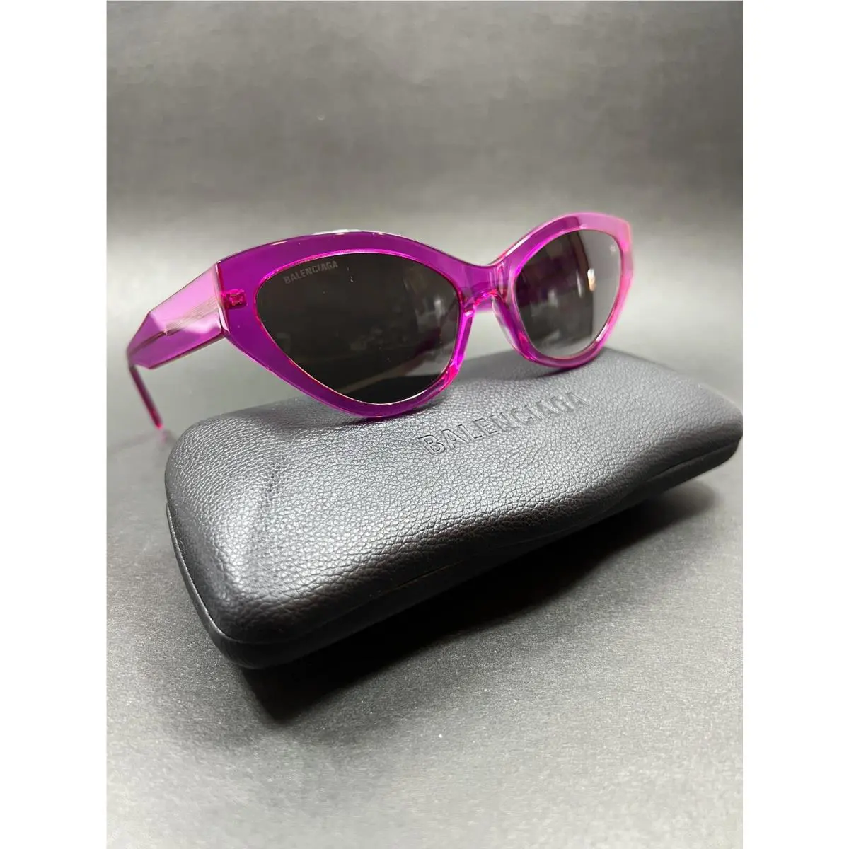 Balenciaga BB0306S 005 Fuchsia Grey Sunglasses Balenciaga Case Cloth Inc