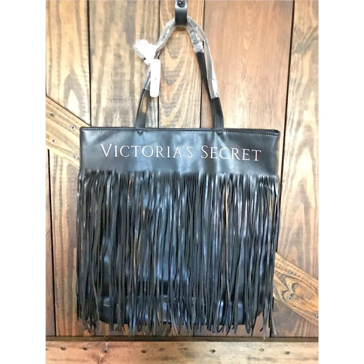 Victoria`s Secret Black Fringe Tote Shoulder Bag - Orig. Retail $58-NEW