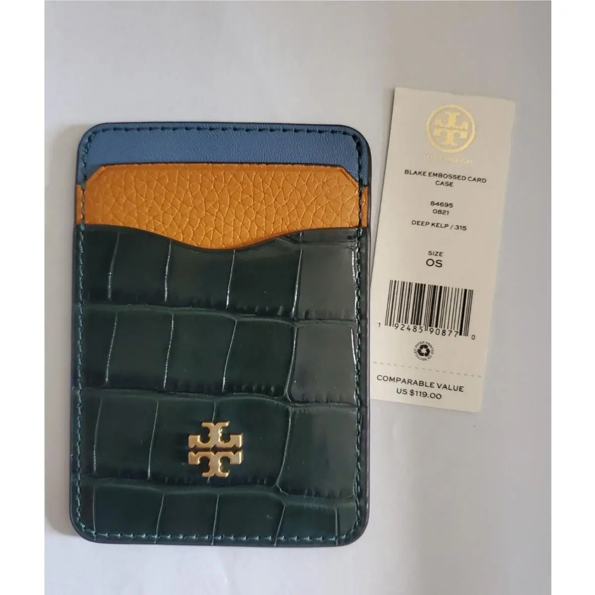 Tory Burch Blake Croc Embossed Leather Credit Card Case