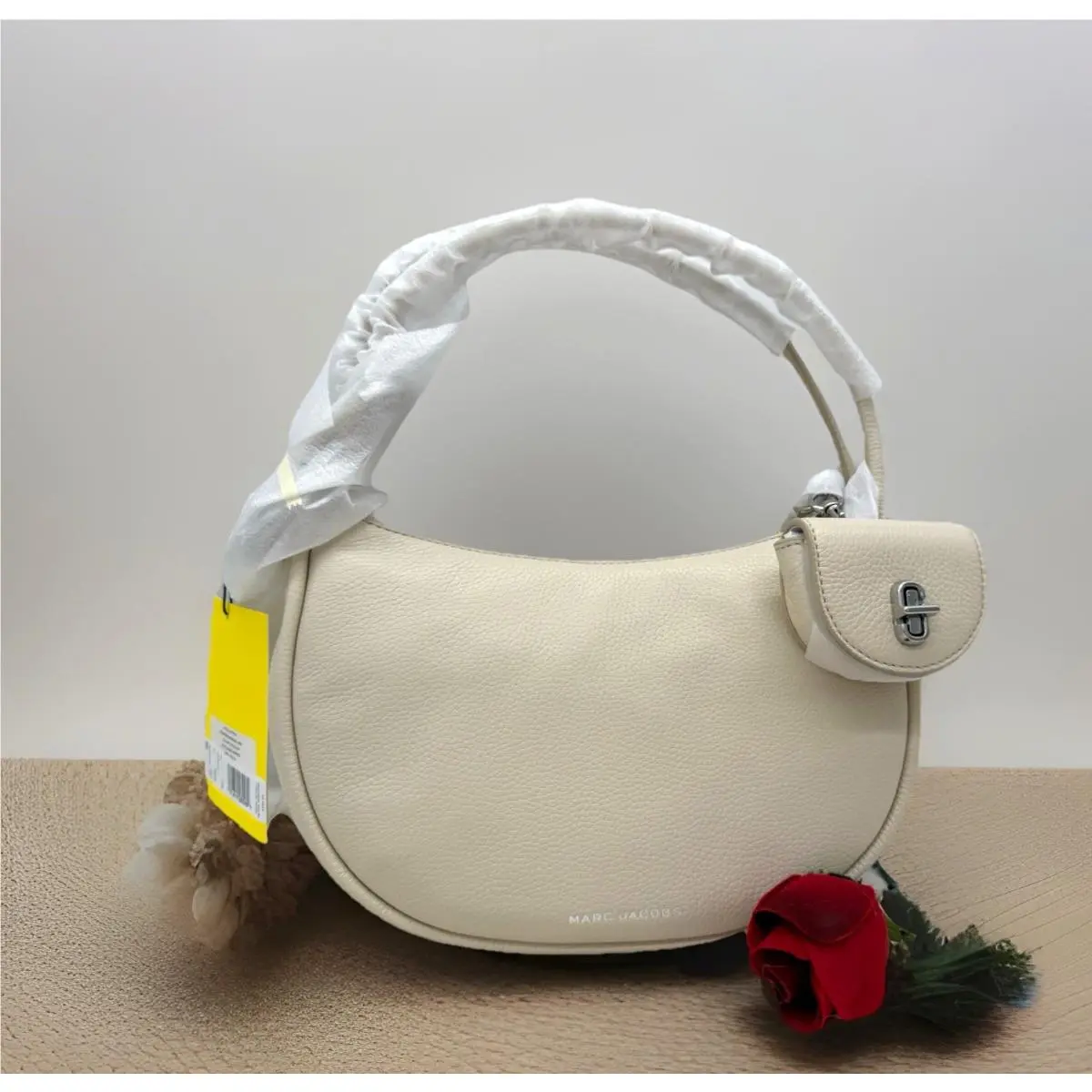 Marc Jacobs The Dual Mini Crescent Leather Shoulder Hobo-cloud White