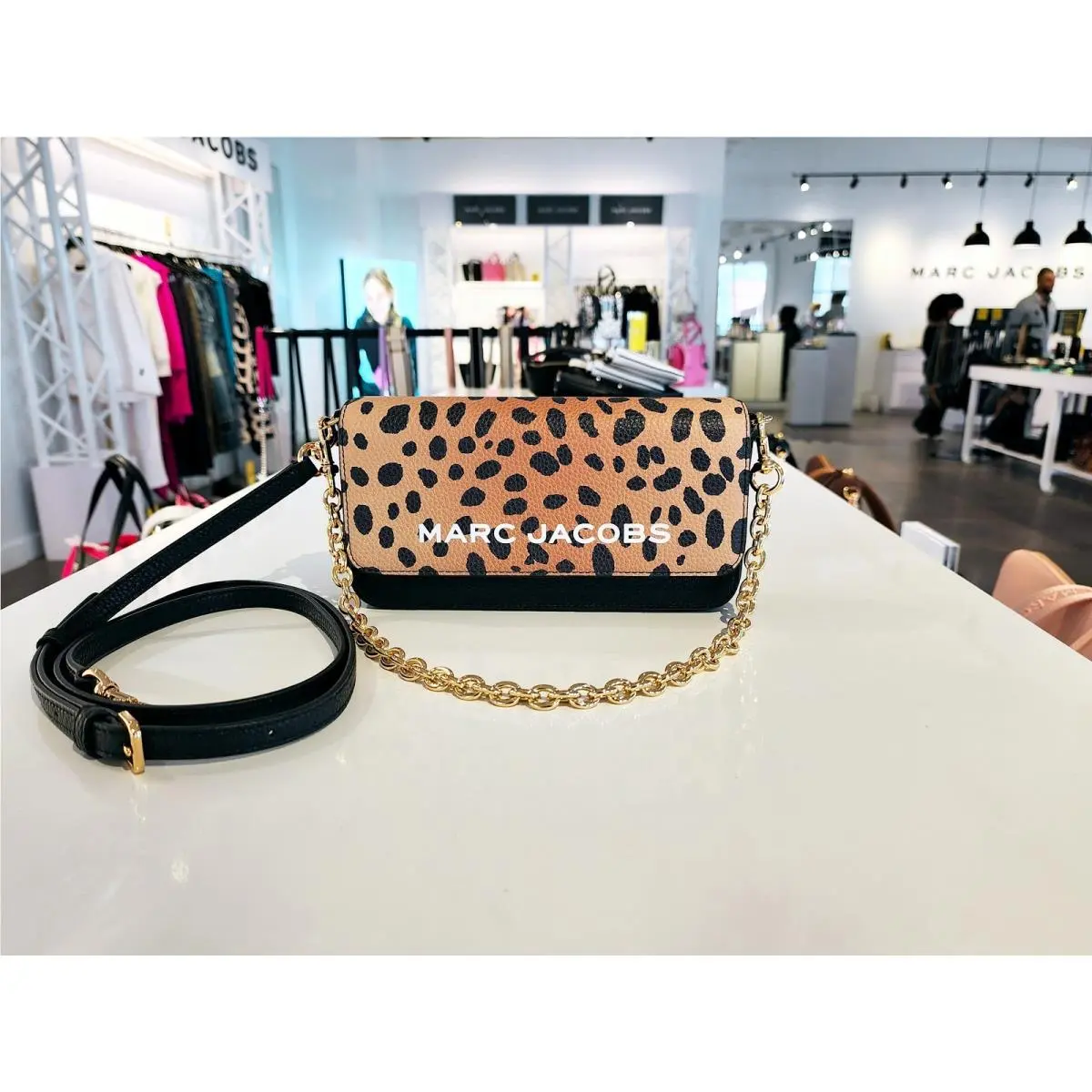 Marc Jacobs Leopard Print Convertible Mini Shoulder Bag Crossbody Clutch 3in1