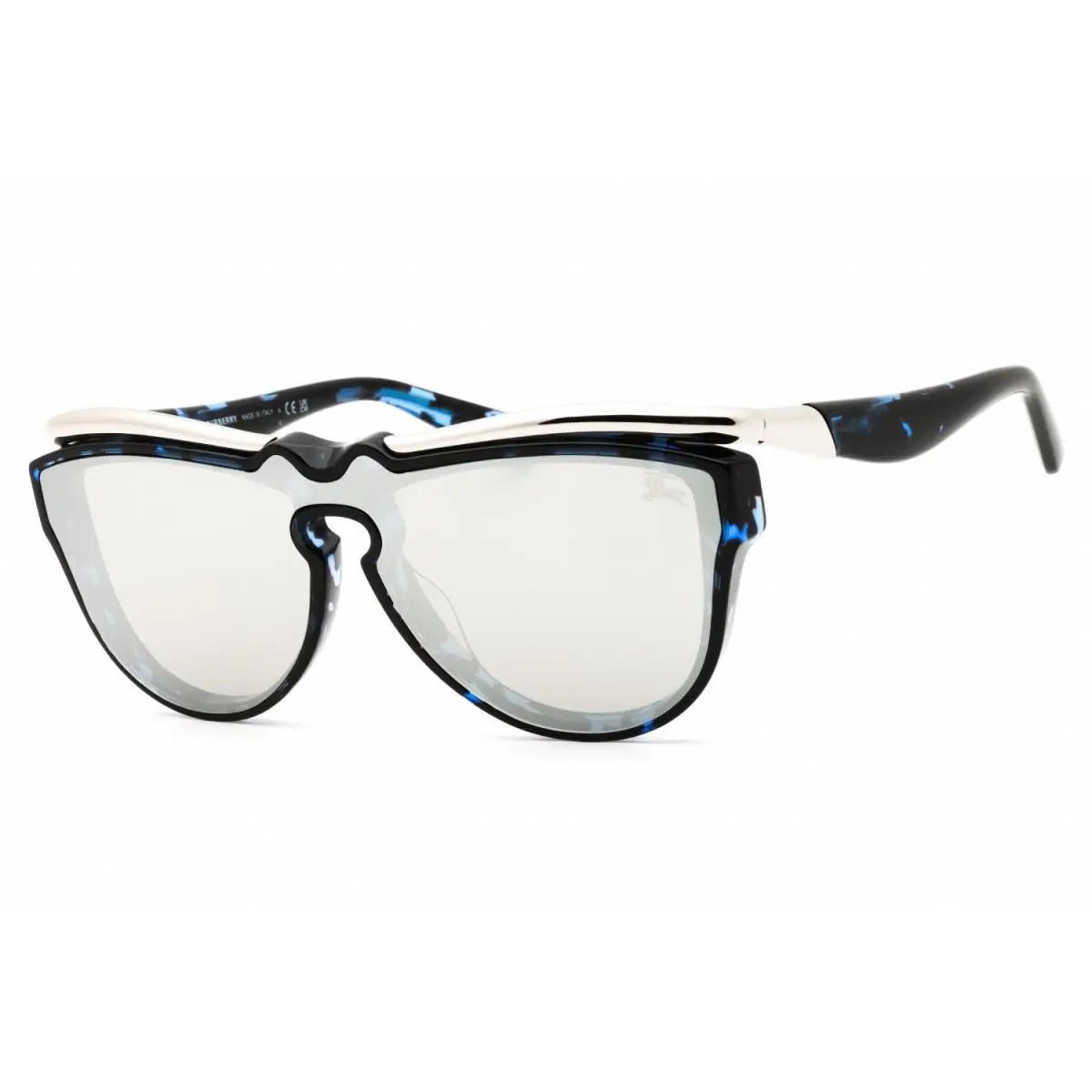 Burberry BE3162U 11096G Sunglasses Red Havana/grey Mirror Silver Shield 39mm