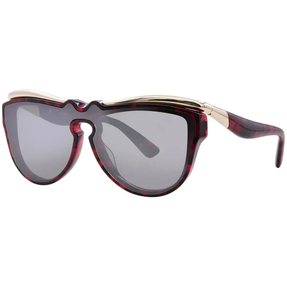 Burberry BE3162U 11096G Sunglasses Red Havana/grey Mirror Silver Shield 39mm