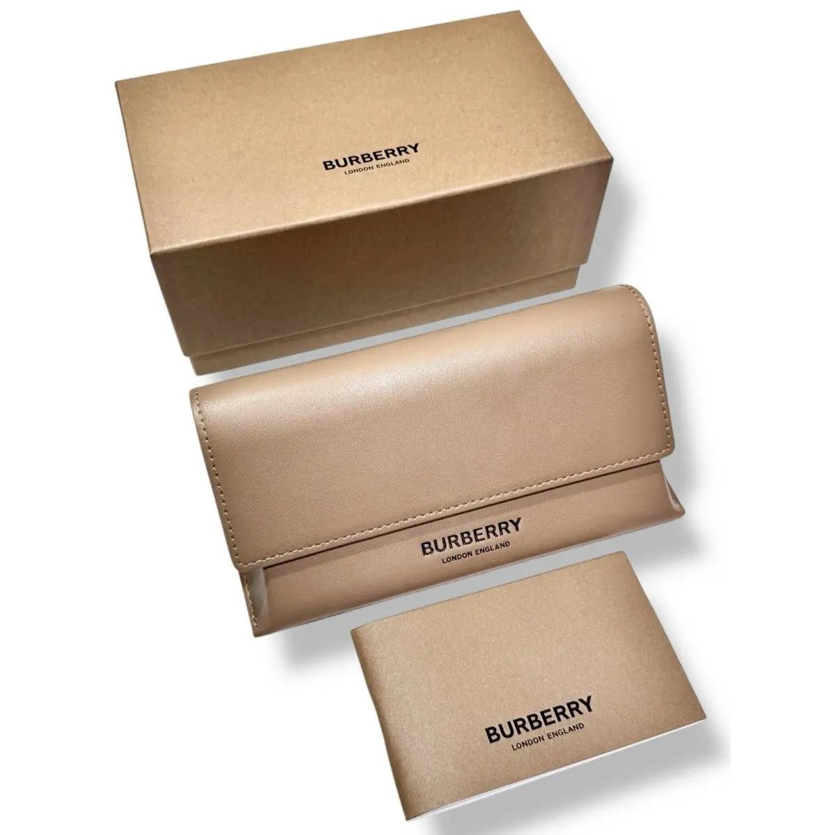 Burberry Sunglasses Eyeglasses Large Honey/ Camel Semi Hard Case Set