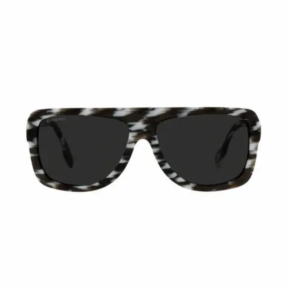 Burberry Joan Black and White Frame Dark Lens Sunglasses OBE4362