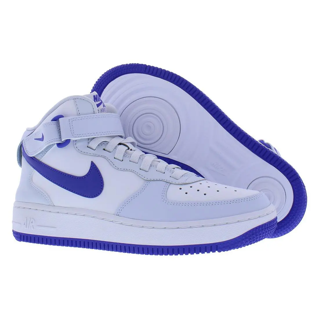 Nike Air Force 1 Mid Easyon GS Boys Shoes - Football Grey/Persian Violet, Main: Blue
