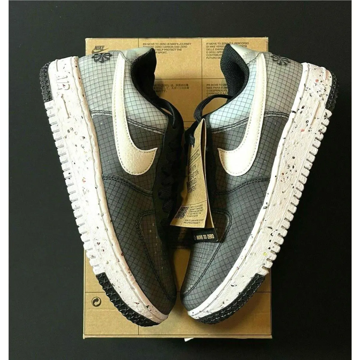 Nike Air Force 1 Crater Men`s 6.5 Women`s 8 White Gray Black AF1 DH2521-001 Nby