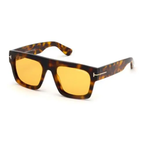 Tom Ford FT0711 Fausto 56E Blonde Havana/yellow Square Men`s Sunglasses