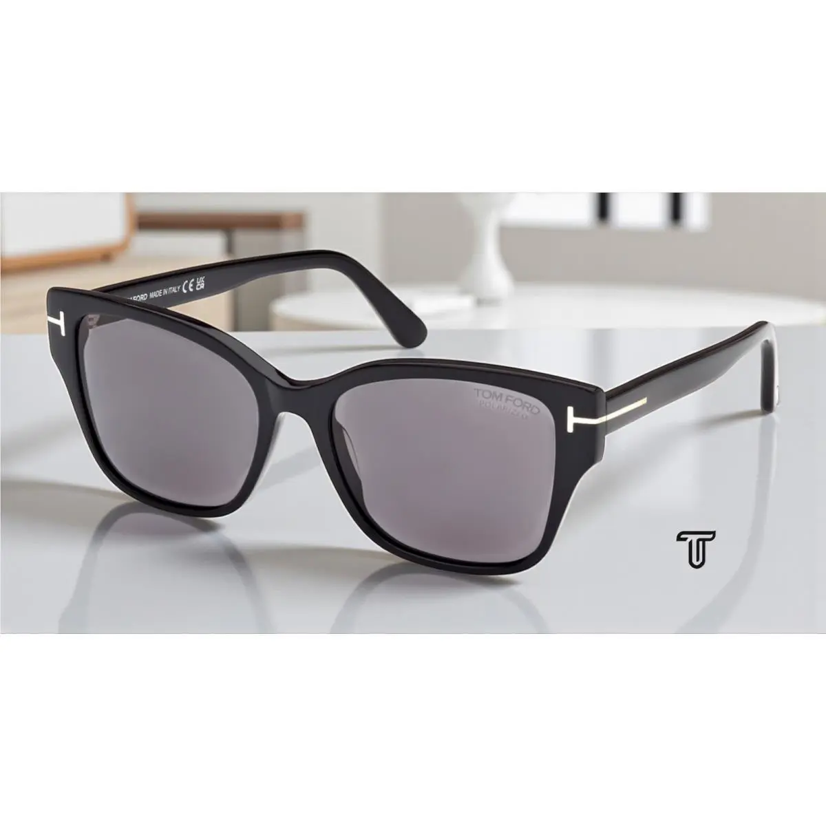 Tom Ford Elsa FT1108 01D Shiny Black Smoke Polarized 55 mm Women`s Sunglasses