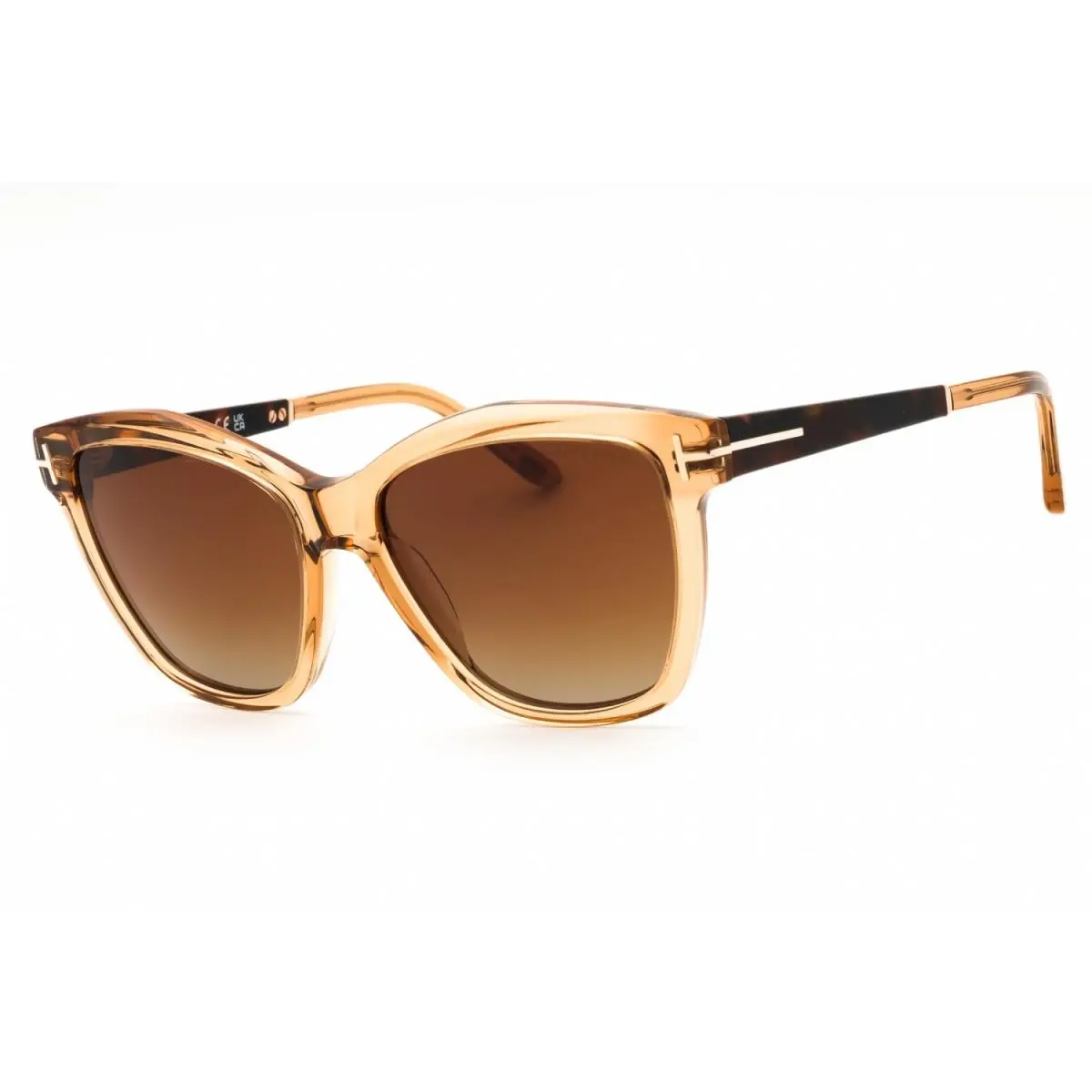 Tom Ford FT1087 45F Sunglasses Shiny Light Brown Frame Gradient Brown Lens 54mm