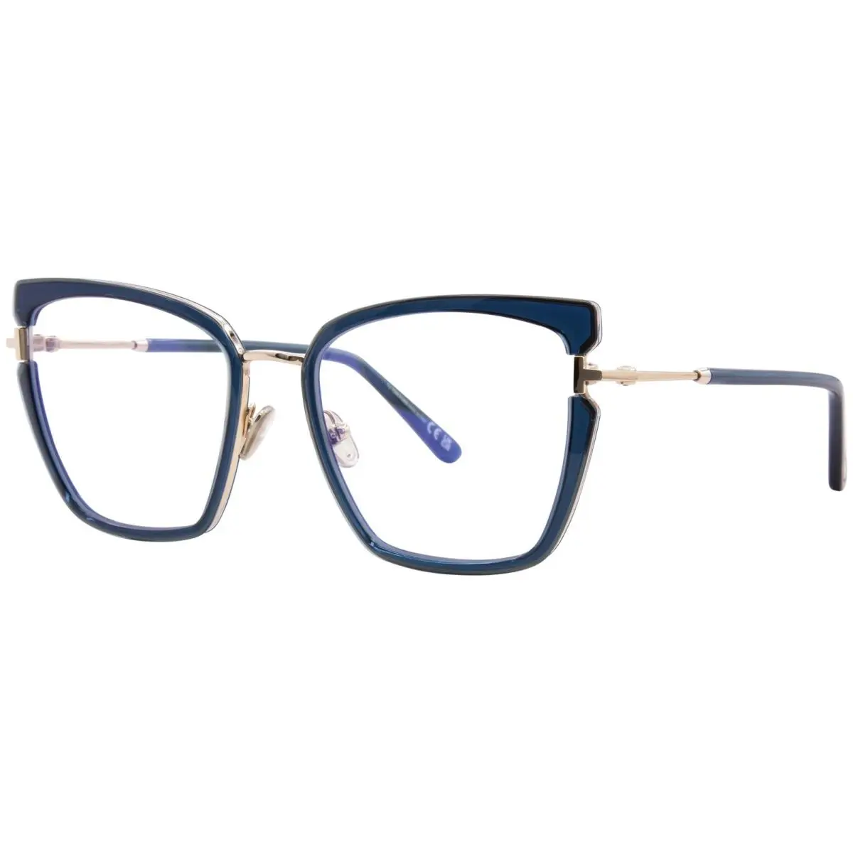 Tom Ford FT5984-B 092 Eyeglasses Frame Women`s Shiny Light Blue Full Rim 54mm
