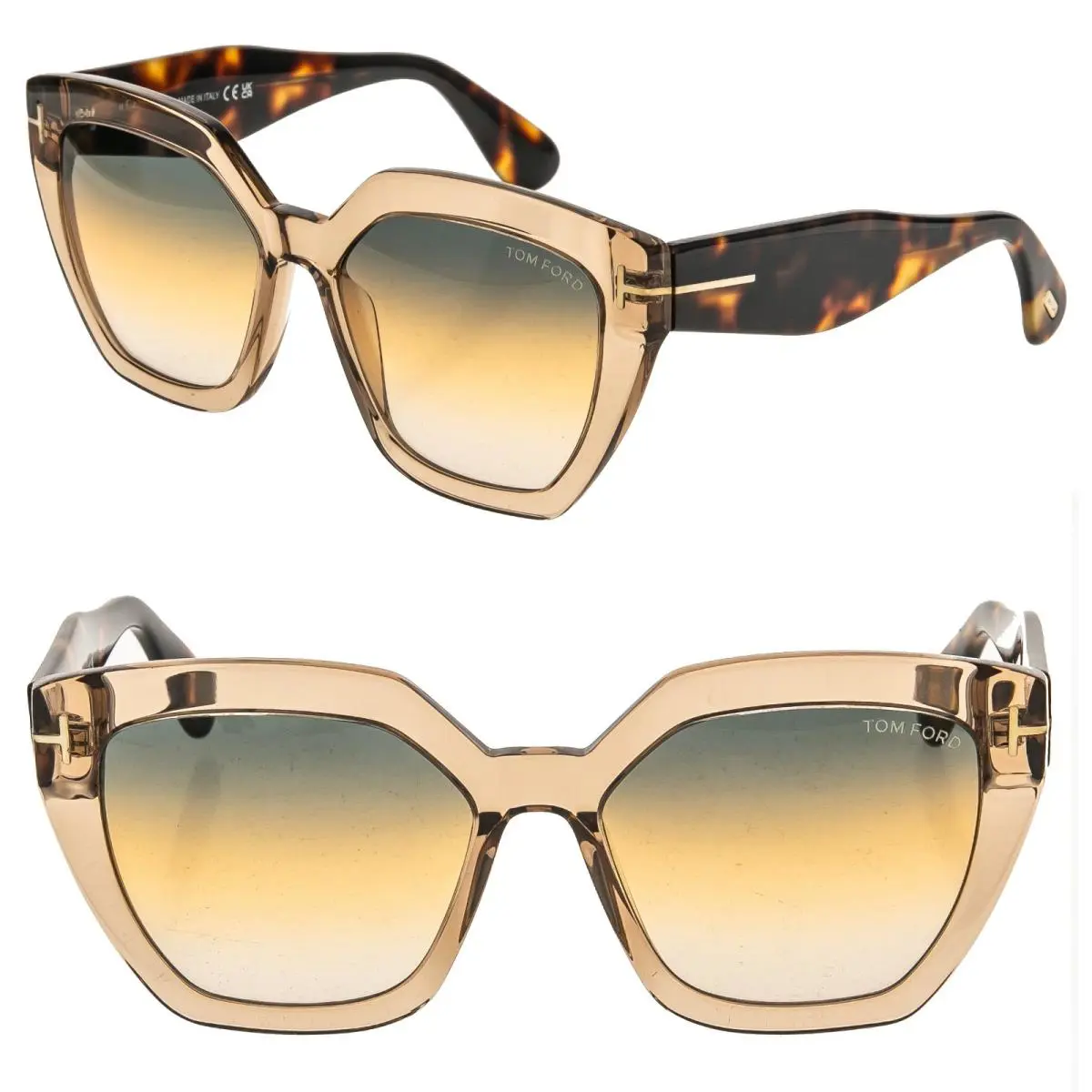 Tom Ford Phoebe TF939 45B Brown Yellow Classic Sunglasses 939 FT0939