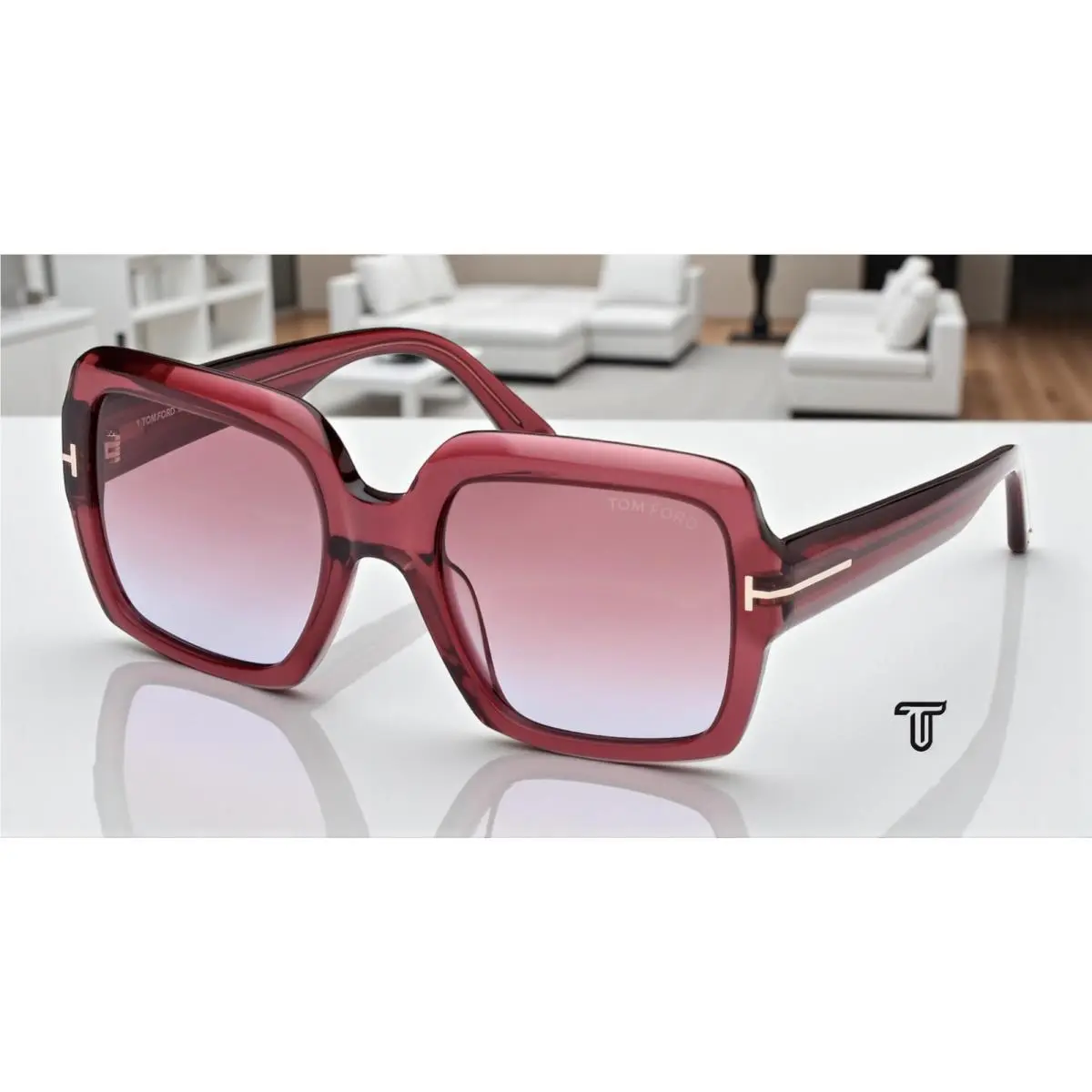 Tom Ford Kaya FT1082 66Y Plastic Shiny Red Violet 54 mm Women`s Sunglasses