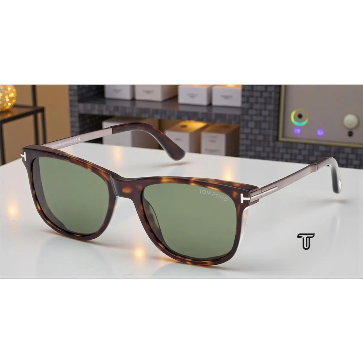 Tom Ford Sinatra FT1104 52N Plastic Dark Havana Green 53 mm Men`s Sunglasses