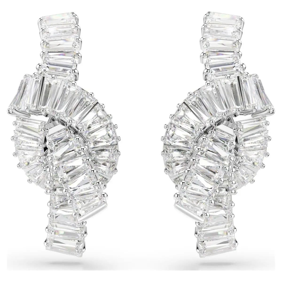 Matrix Earrings Baguette Cut Knot White Rhodium Plated 5727040 by Swarovski