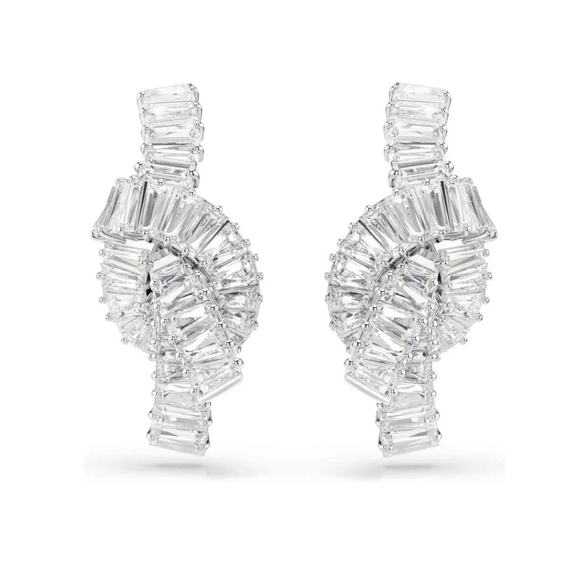 Swarovski Matrix Earrings Baguette Cut Knot White Rhodium Plated 5727040