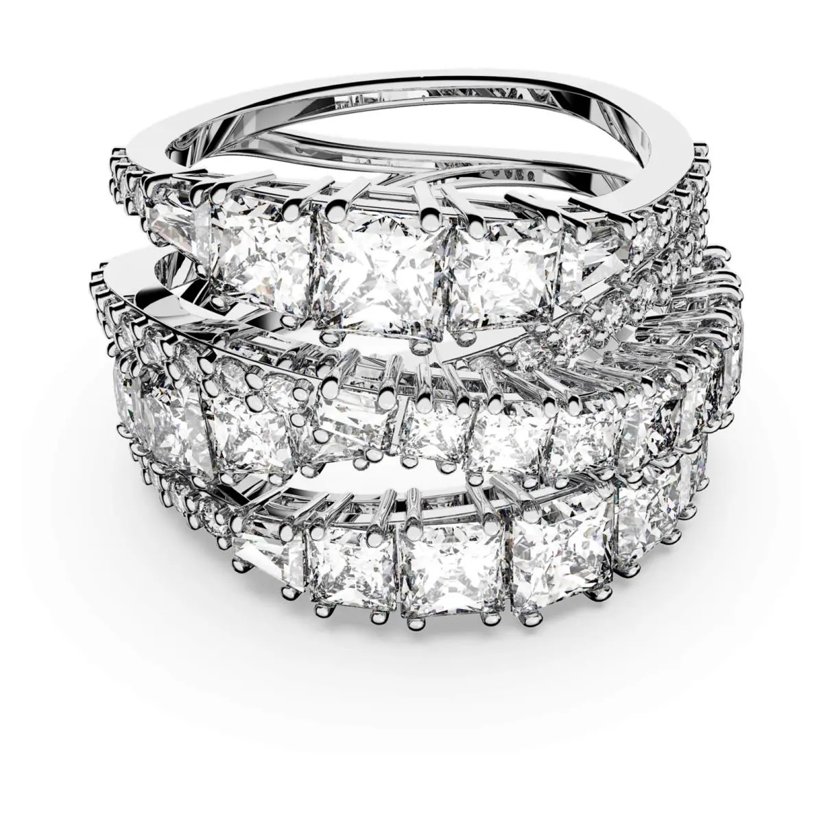 Swarovski Hyperbola Ring Mixed Cuts White Rhodium Plated Size 7 55 5580952