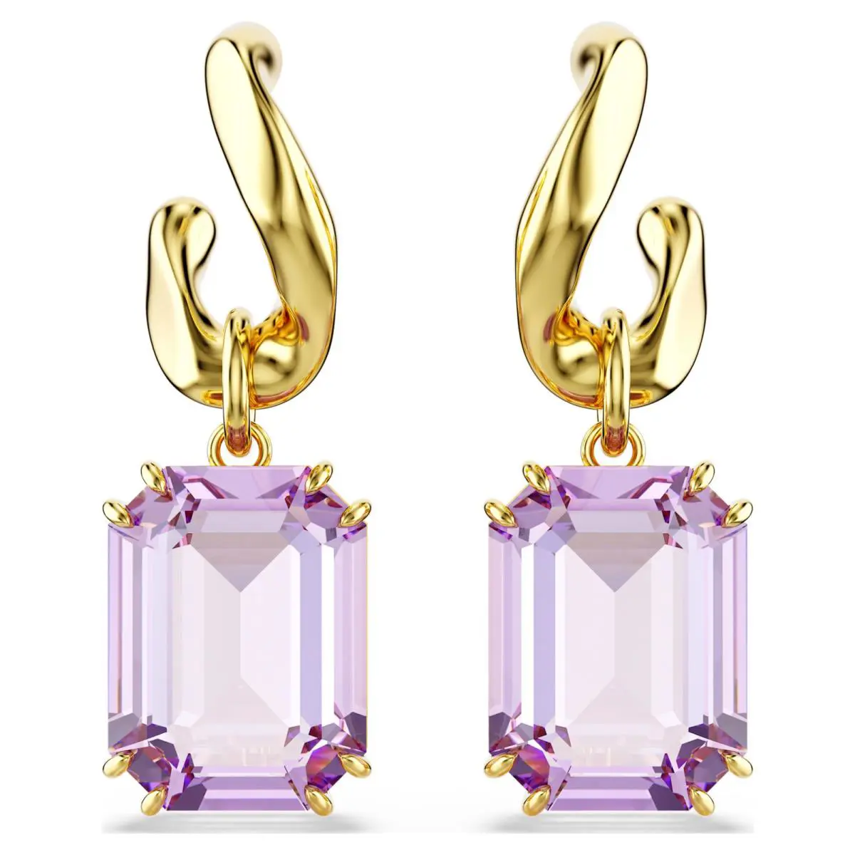 Millenia Drop Earrings Octagon Cut Purple Gold-tone Plated 5694784 by Swarovski