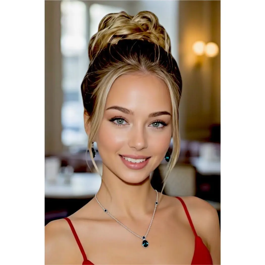 Touchstone BY Swarovski `spec` Montana Blue Rhinestone Necklace Earrings Set